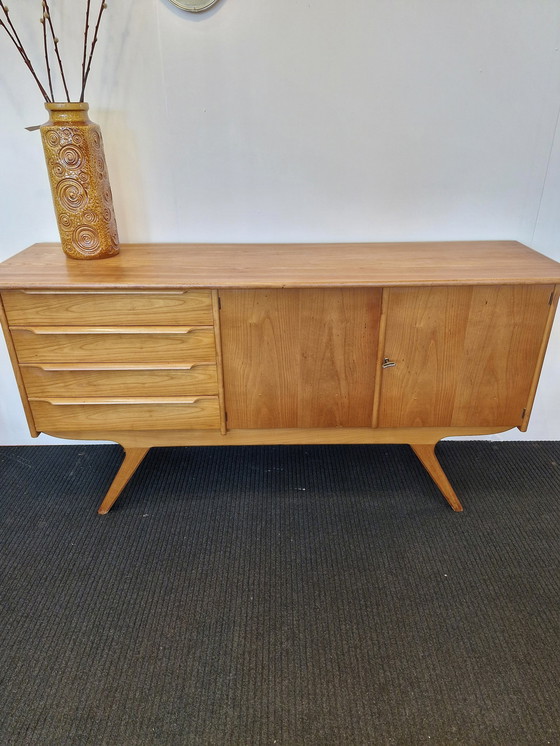 Image 1 of Vintage Dressoir Met Lades En Schuine Poten 60S