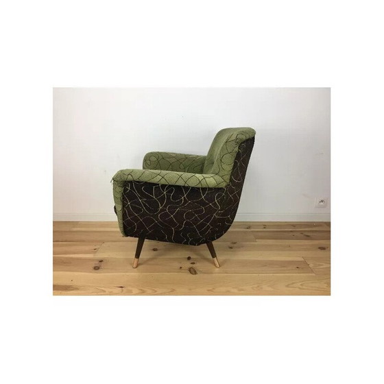 Image 1 of Vintage eierstoel van hout en messing, 1950