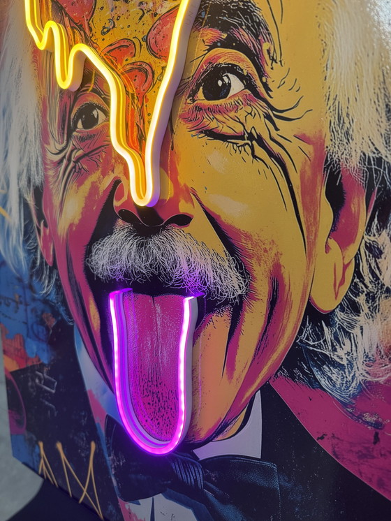 Image 1 of Geniale Theorie Einstein Pizza Pop Led Muur Kunst Lamp