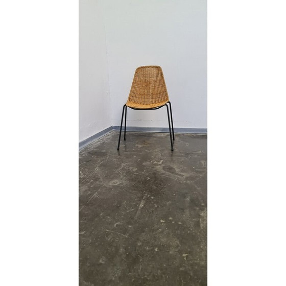 Image 1 of Vintage rieten stapelstoelen, jaren 1950