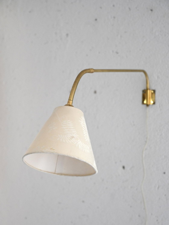 Image 1 of Vintage Scandinavische Wandlamp Met Verstelbare Messing Arm - Mid Century Metalen Wandlamp