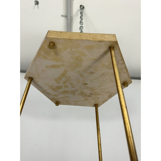 Image 1 of Vintage kroonluchter van messing en plexiglas voor Zeroquattro, Italië 1970