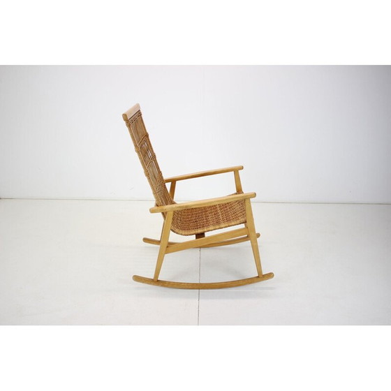 Image 1 of Mid-eeuwse rotan schommelstoelen, Tsjecho-Slowakije 1960