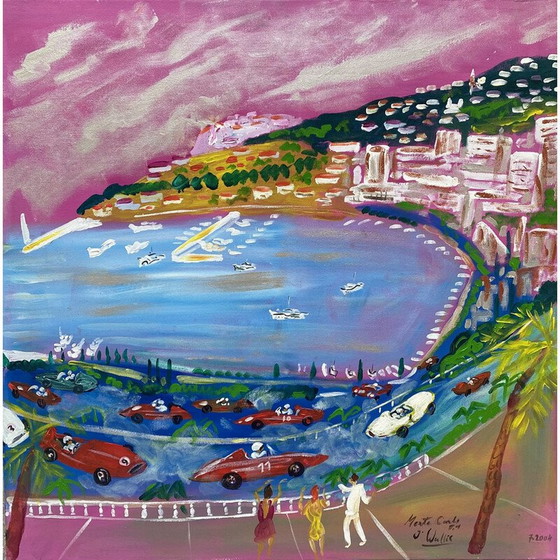 Image 1 of Vintage acryl op doek "Monte Carlo" door Jean Wallis