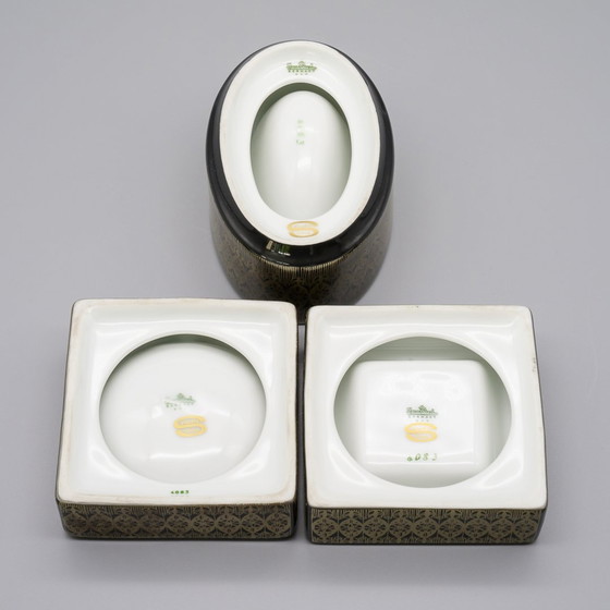 Image 1 of Hans Theo Baumann × Rosenthal Studio-Linie Porseleinen Vaas Kaarsenhouder Box Set