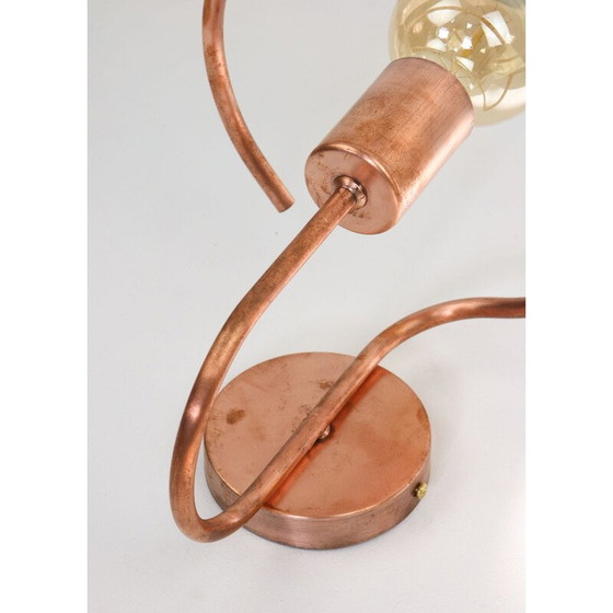 Image 1 of Mid Century koperen en glazen wandlamp