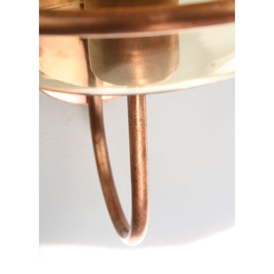 Image 1 of Mid Century koperen en glazen wandlamp