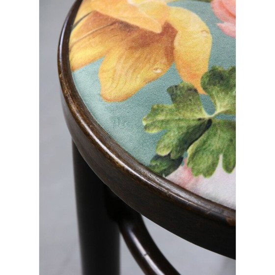 Image 1 of Set van 4 vintage fluwelen Thonet No. 18 eetkamerstoelen in donkerbruin