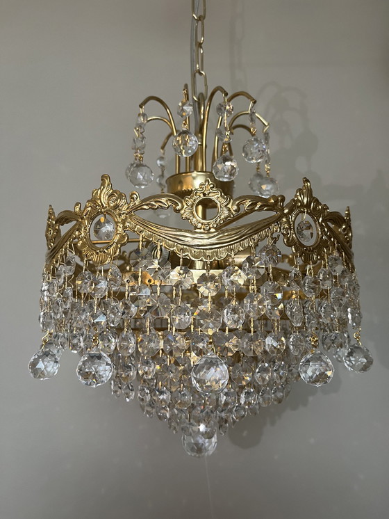 Image 1 of GEMERKTE SWAROVSKI STRASS kroonluchter hanglamp echt kristal