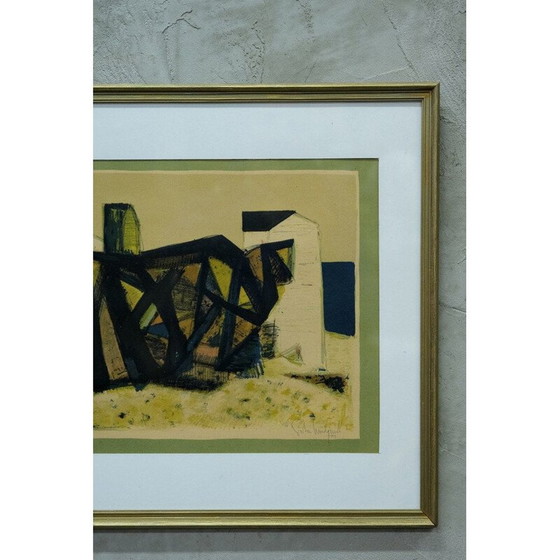 Image 1 of Vintage abstracte litho van Gosta Lindqvist, 1954