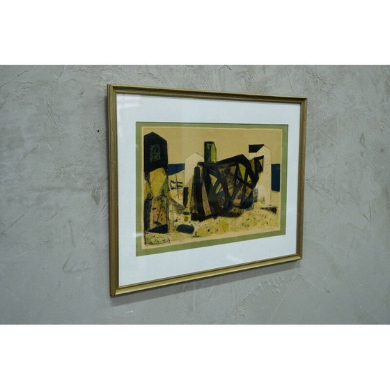 Image 1 of Vintage abstracte litho van Gosta Lindqvist, 1954