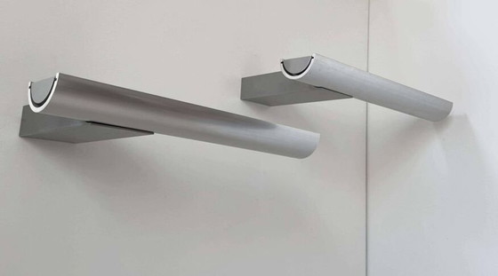 Image 1 of 2X gegoten aluminium wandlampen By Verre Lumière Studio 2065 - Frankrijk 1970