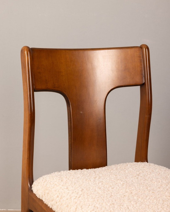 Image 1 of Set van 4 Vintage Italiaanse stoelen in witte stof