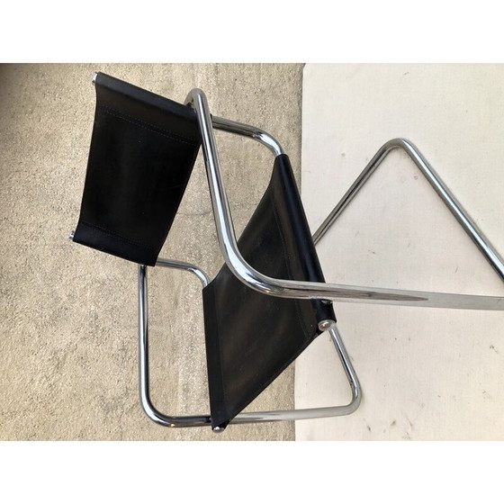 Image 1 of Vintage fauteuil in buis en leer van Marcel Breuer