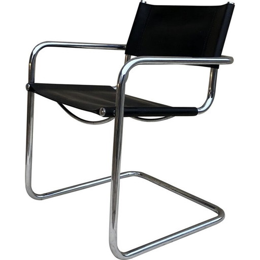 Vintage fauteuil in buis en leer van Marcel Breuer