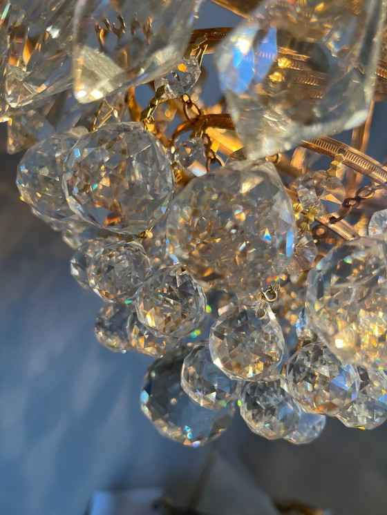 Image 1 of GEMERKTE SWAROVSKI STRASS KROONLUCHTER HANGLAMP BLADGOUD 