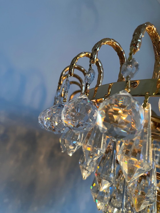 Image 1 of GEMERKTE SWAROVSKI STRASS KROONLUCHTER HANGLAMP BLADGOUD 