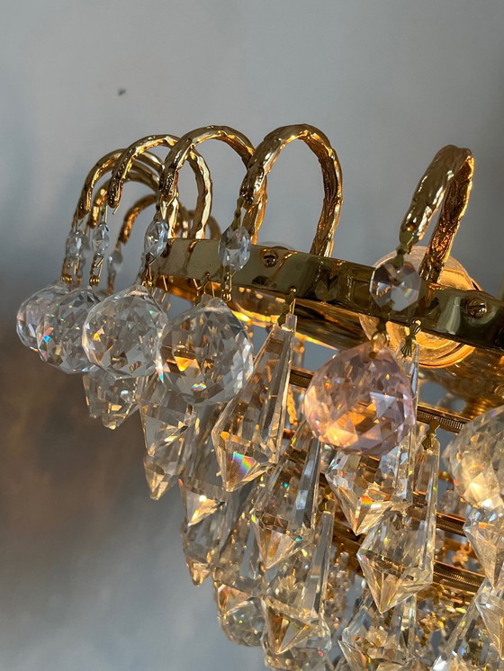 Image 1 of GEMERKTE SWAROVSKI STRASS KROONLUCHTER HANGLAMP BLADGOUD 