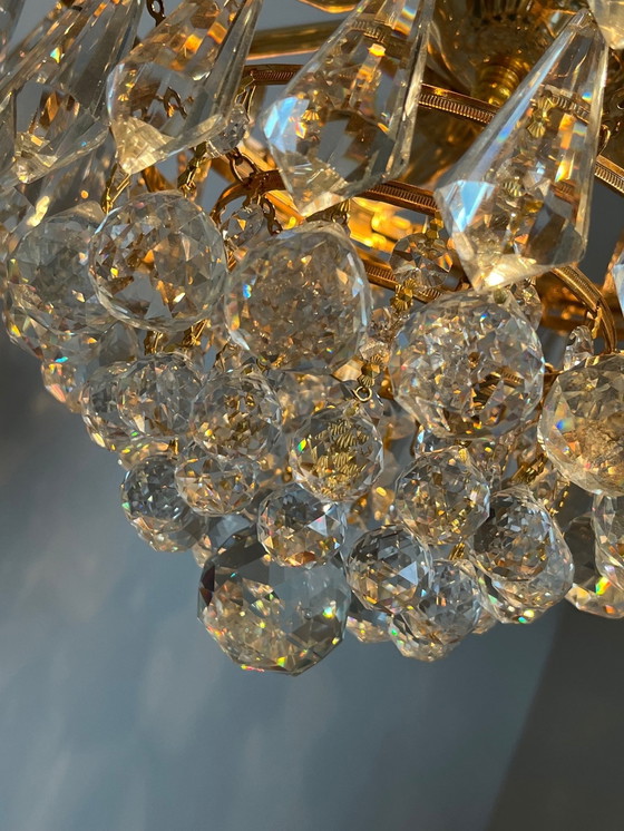 Image 1 of GEMERKTE SWAROVSKI STRASS KROONLUCHTER HANGLAMP BLADGOUD 