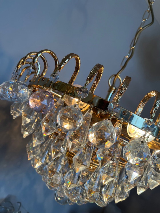 Image 1 of GEMERKTE SWAROVSKI STRASS KROONLUCHTER HANGLAMP BLADGOUD 