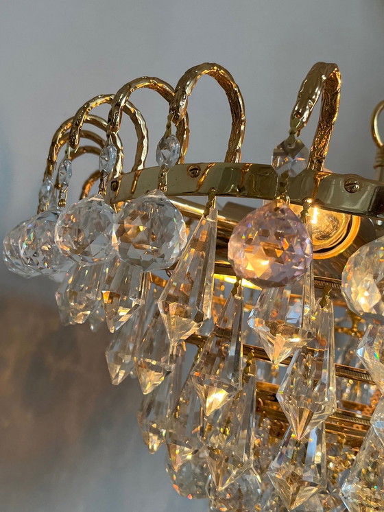 Image 1 of GEMERKTE SWAROVSKI STRASS KROONLUCHTER HANGLAMP BLADGOUD 