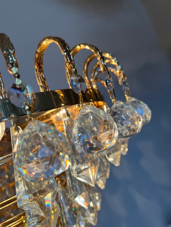 Image 1 of GEMERKTE SWAROVSKI STRASS KROONLUCHTER HANGLAMP BLADGOUD 