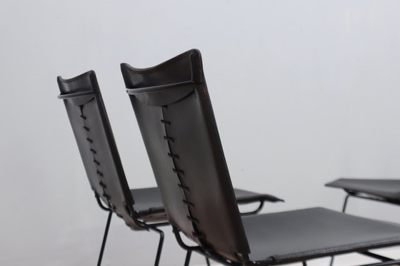 Image 1 of Leren stapelbare stoelen van Toyoda Hiroyuki voor Icf 1980S, set van 4