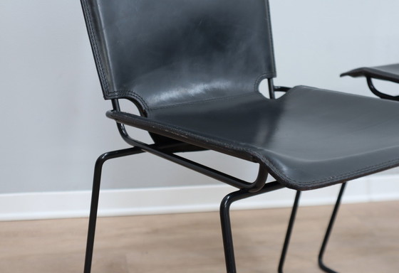 Image 1 of Leren stapelbare stoelen van Toyoda Hiroyuki voor Icf 1980S, set van 4