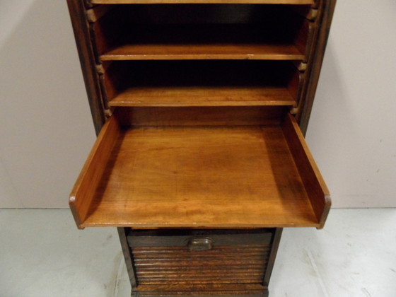 Image 1 of Vintage eiken rolluikkast met lades