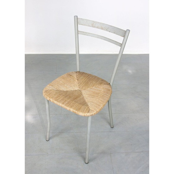 Image 1 of Vintage stoel van stro en metaal, Italië