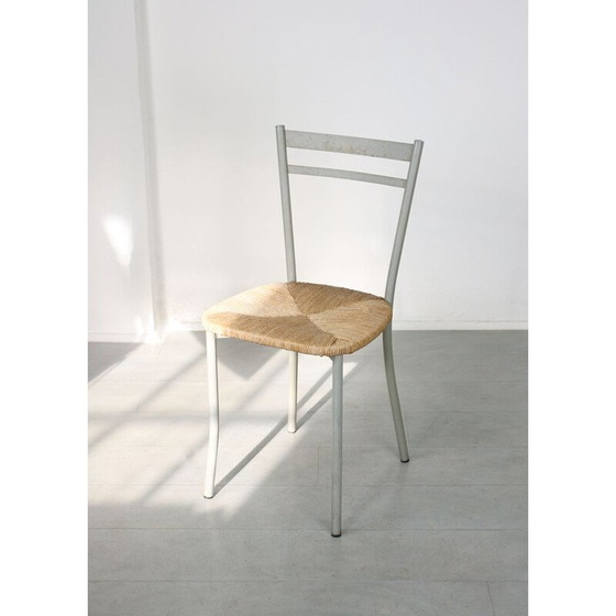 Image 1 of Vintage stoel van stro en metaal, Italië