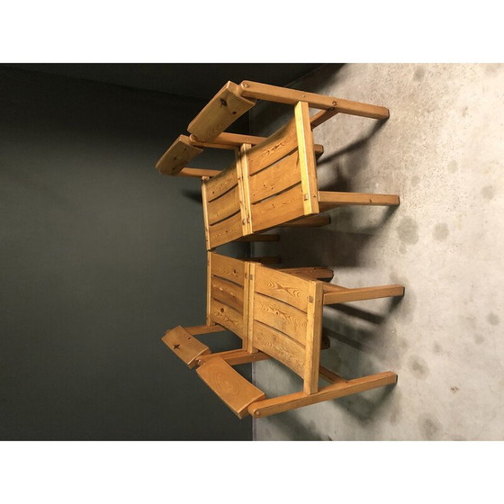 Image 1 of Set van 4 vintage grenen Edwin Helseth eetkamerstoelen voor Stange Bruk, 1970
