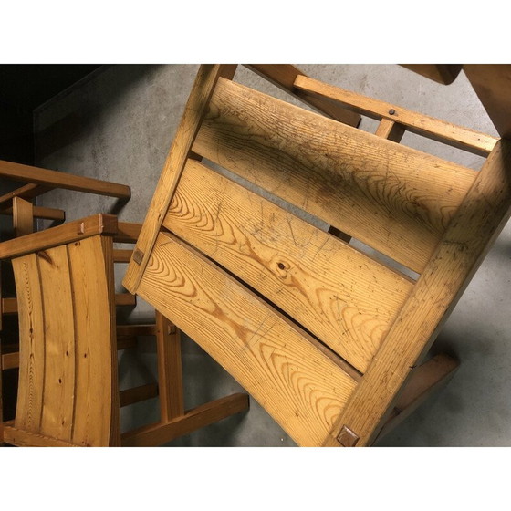 Image 1 of Set van 4 vintage grenen Edwin Helseth eetkamerstoelen voor Stange Bruk, 1970