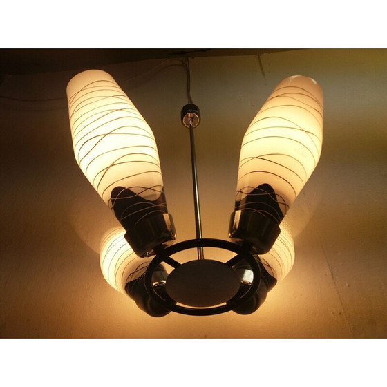 Image 1 of Vintage metalen kroonluchter Drupol, Tsjecho-Slowakije 1968