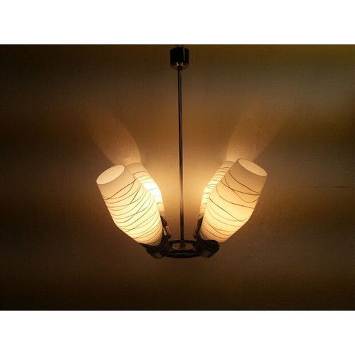 Vintage metalen kroonluchter Drupol, Tsjecho-Slowakije 1968