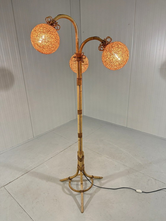 Image 1 of Rotan Vloerlamp 1950'S