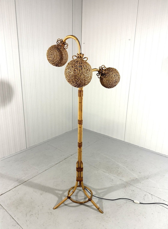 Image 1 of Rotan Vloerlamp 1950'S