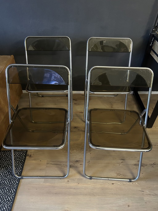 4 Vintage Retro Plexiglas Klapstoelen