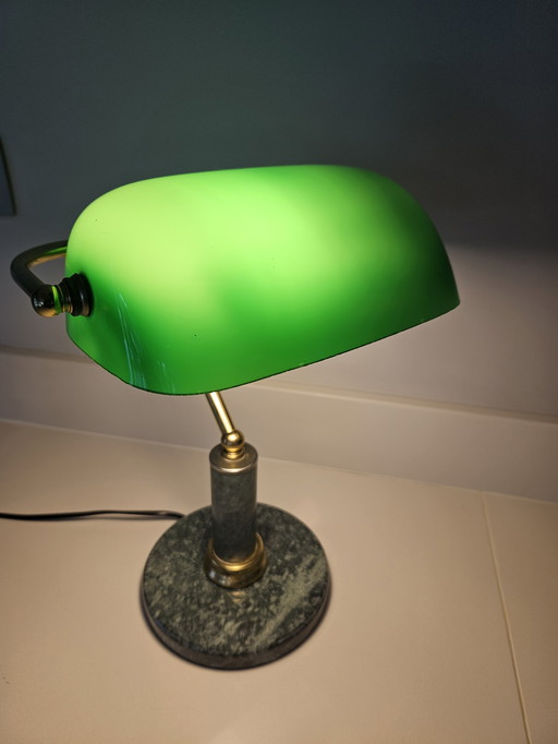 Vintage Notaris/Bankierslamp op marmeren basis