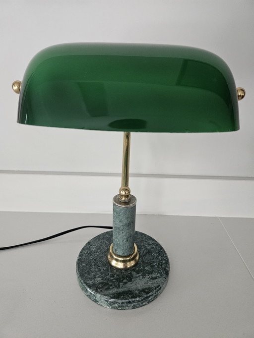 Vintage Notaris/Bankierslamp op marmeren basis