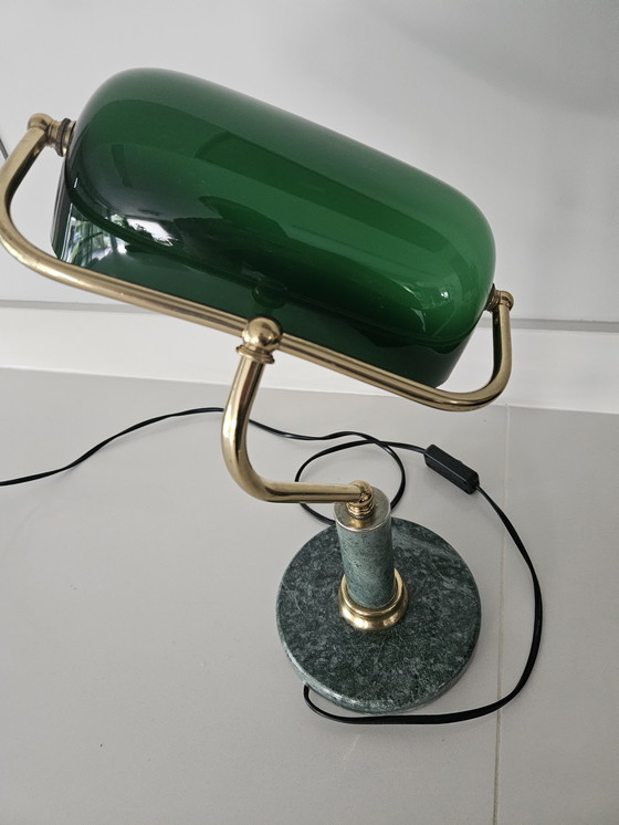 Image 1 of Vintage Notaris/Bankierslamp op marmeren basis