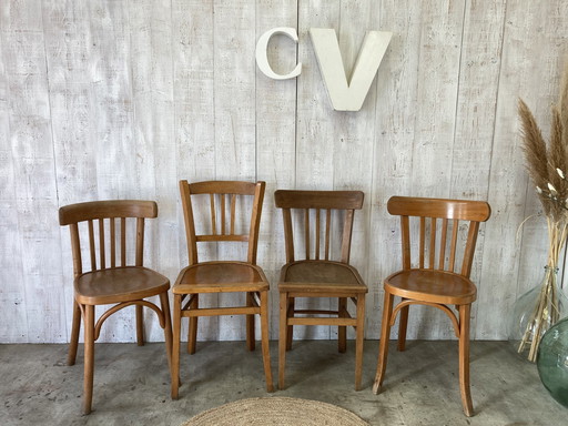 Set van 4 Gemengde Vintage Bistro Stoelen