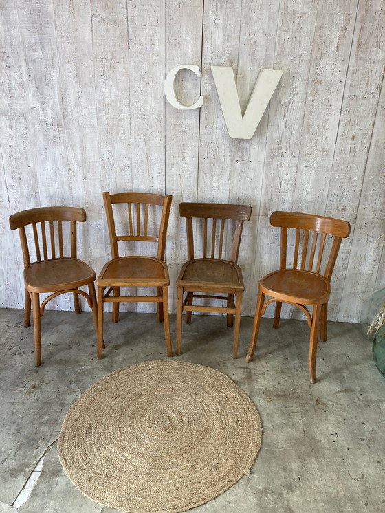 Image 1 of Set van 4 Gemengde Vintage Bistro Stoelen