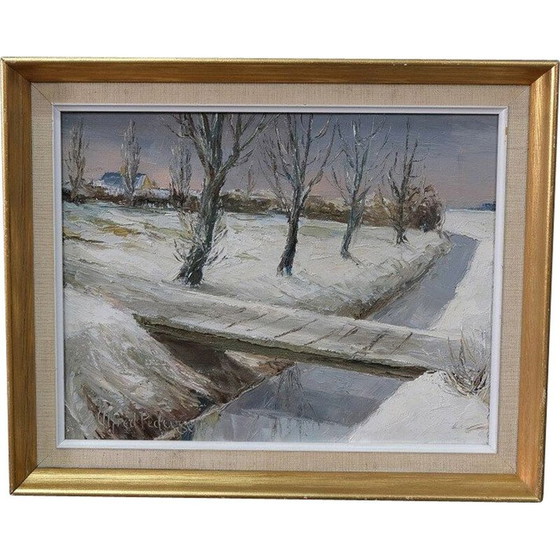 Image 1 of Modern vintage olieverfschilderij van Alfred Pedersen, Denemarken 1970