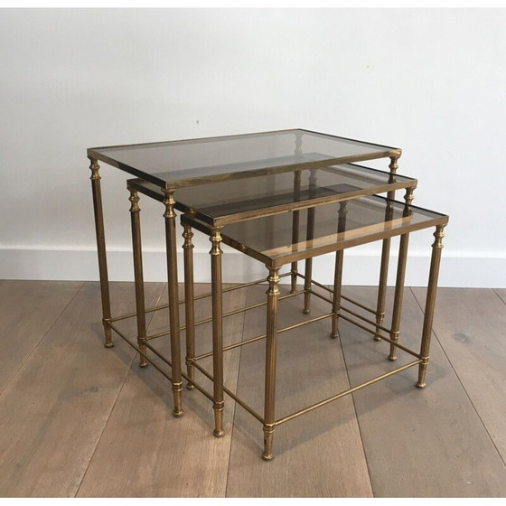 Image 1 of Paar messing Vintage Nesting Table Suites 1940's