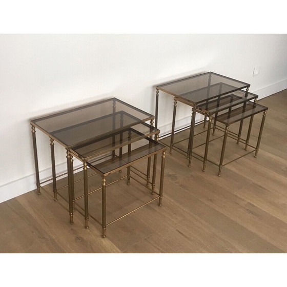 Image 1 of Paar messing Vintage Nesting Table Suites 1940's