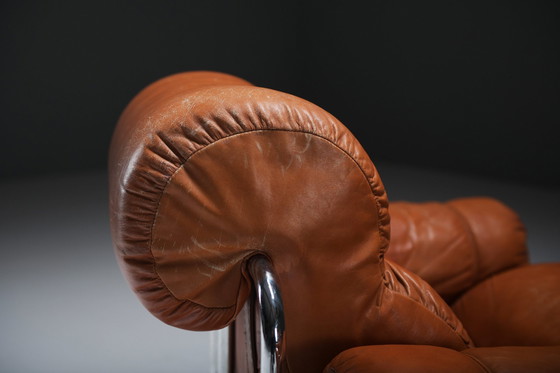 Image 1 of Tucroma Loungestoelen (2) In Cognac Leer Door Guido Faleschini Voor I4 Mariani