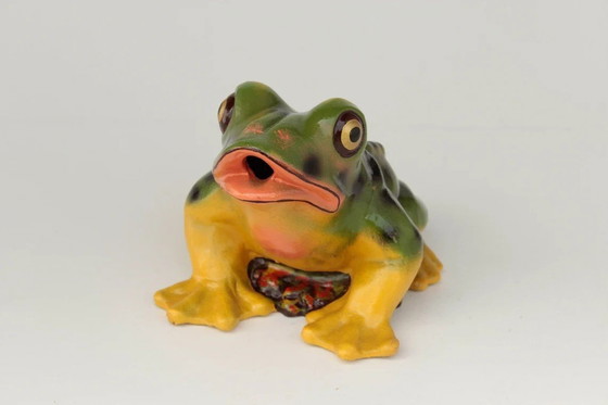 Image 1 of Grote keramische kikker als waterspuwer, Mid Century tuinfiguur