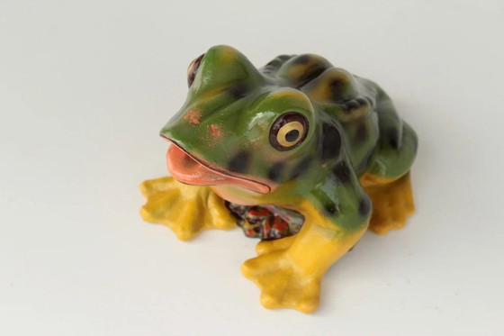 Image 1 of Grote keramische kikker als waterspuwer, Mid Century tuinfiguur