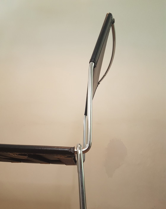 Image 1 of Vintage Italiaans design stoelen van Giandomenico Belotti in leer en chroom